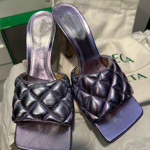 Bottega Veneta Metallic Purple Lido Leather Heels
